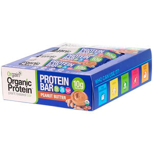 Отзывы о Оргаин, Organic Plant-Based Protein Bar, Peanut Butter, 12 Bars, 1.41 oz (40 g) Each