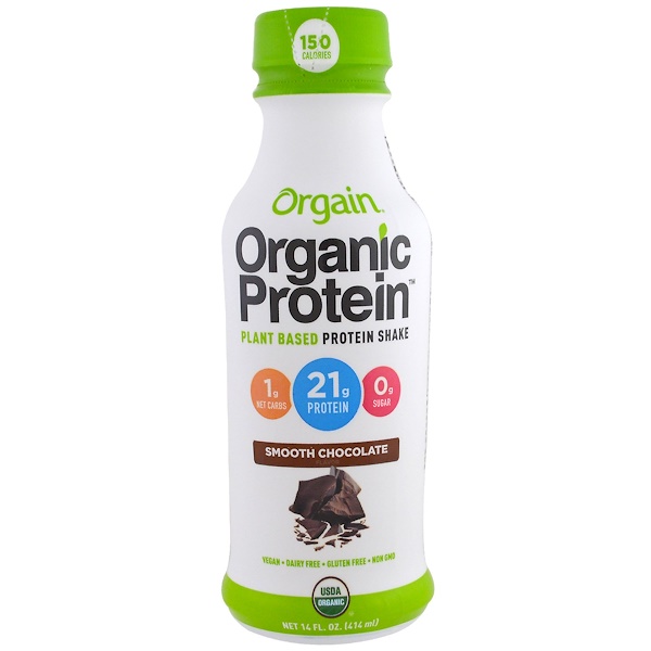 Orgain, Organic Protein Plant Based Protein Shake, Smooth Chocolate