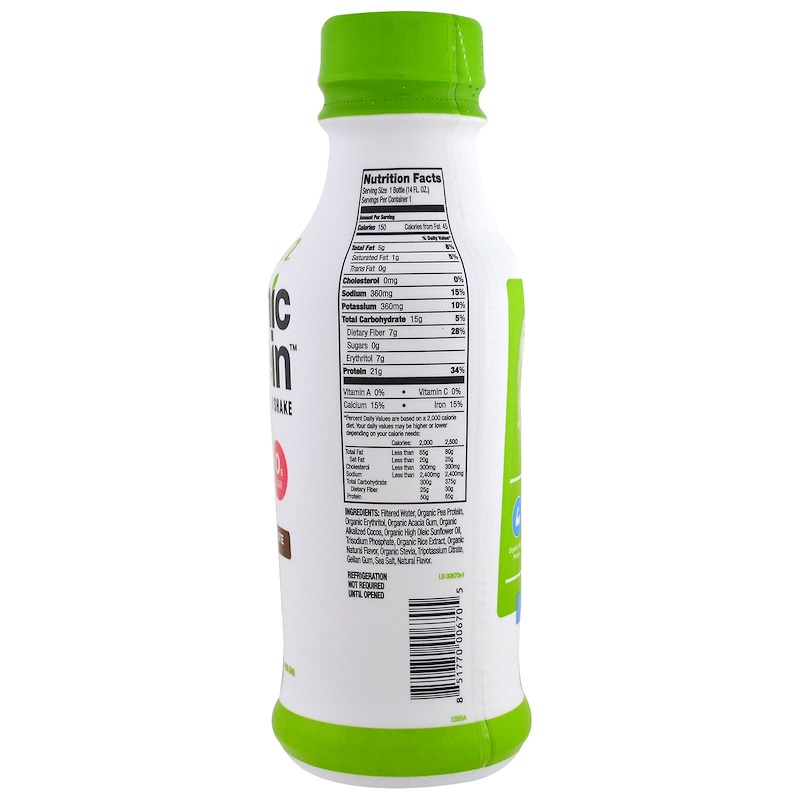 Orgain, Organic Protein Plant Based Protein Shake, Smooth Chocolate