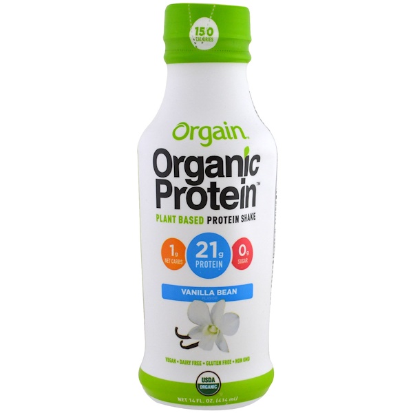 Orgain, Organic Protein Plant Based Protein Shake, Vanilla Bean Flavor, 14 fl oz (414 ml) - iHerb