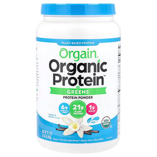 Orgain, Organic Protein™ con proteína de verduras de hoja en polvo, De origen vegetal, Vaina de vainilla, 882 g (1,94 lb)