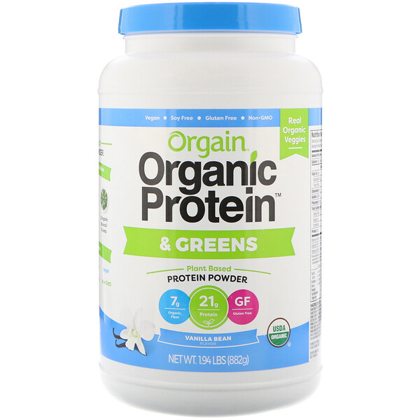 Orgain, Organic Protein & Greens Protein Powder, Plant Based, Vanilla