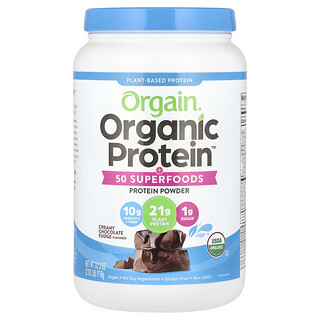 Orgain, Proteína orgánica + 50 superalimentos, dulce cremoso de chocolate, 918 g (2,02 lb)