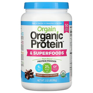 Orgain, Proteína orgánica Organic Protein y superalimentos en polvo, De origen vegetal, Dulce cremoso de chocolate, 918 g (2,02 lb)