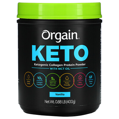 Купить Orgain Keto, Ketogenic Collagen Protein Powder with MCT Oil, Vanilla, 0.88 lb (400 g)