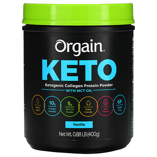 Orgain, 含中鏈甘油三酯油的生酮膠原蛋白質粉，香草味，0.88 磅（400 克）
