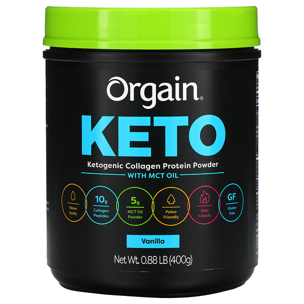 Orgain, Keto, Ketogenic Collagen Protein Powder with MCT Oil, Vanilla