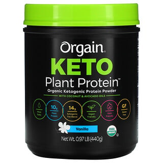 Orgain, 生酮，有機植物蛋白質粉，含椰子油和酪梨油，香草，0.97 磅（440 克）