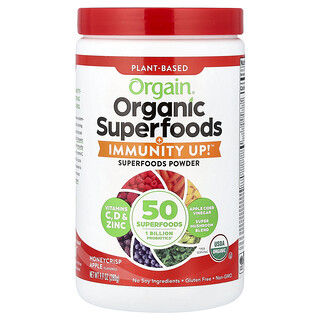 Orgain, Superalimentos orgánicos más Immunity Up™, De origen vegetal, Manzana Honeycrisp, 280 g (9,9 oz)