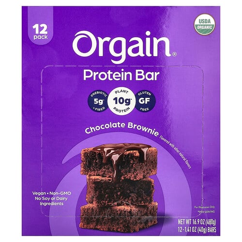 Orgain, Proteinriegel, Schokoladen-Brownie, 12 Riegel, je 40 g