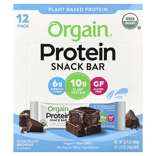 Orgain, Proteinska pločica za grickanje, čokoladni brownie, 12 pločica, 40 g svaka