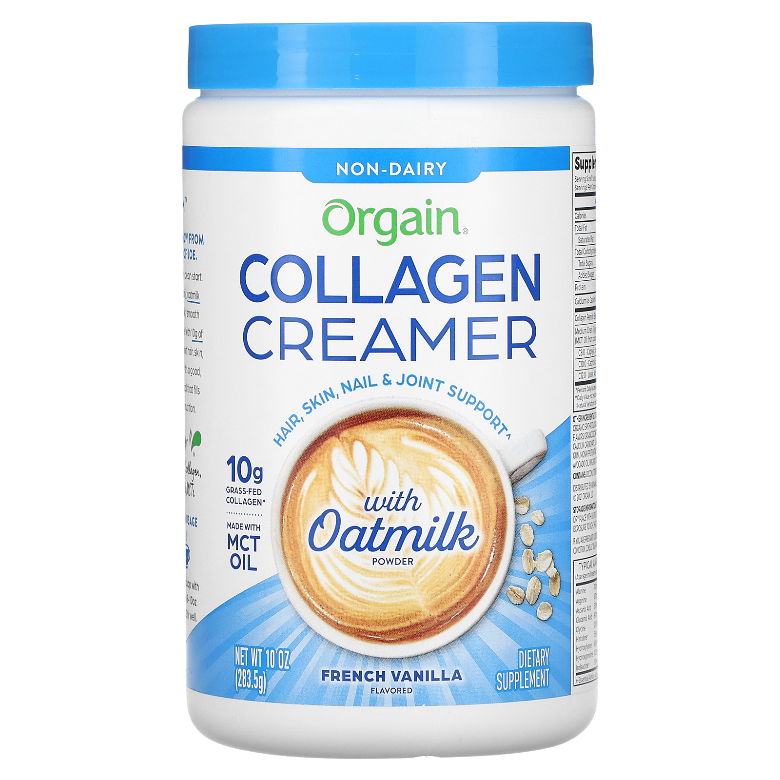 Orgain, Collagen Creamer with Oatmilk Powder, French Vanilla, 10 oz (283.5 g)