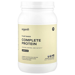 Organifi, Proteína completa de origen vegetal, Vainilla, 1,122 kg (2 lb 7,58 oz)