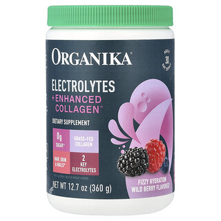 Organika, 전해질 + Enhanced Collagen™, 야생 베리 맛, 360g(12.7oz)