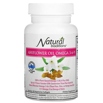 

Organic Traditions Ahiflower Oil Omega 3-6-9 90 Vegetarian Softgels