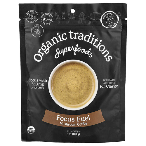 Organic Traditions, Superfoods, Focus Fuel Mushroom Coffee, 5 oz (140 g)