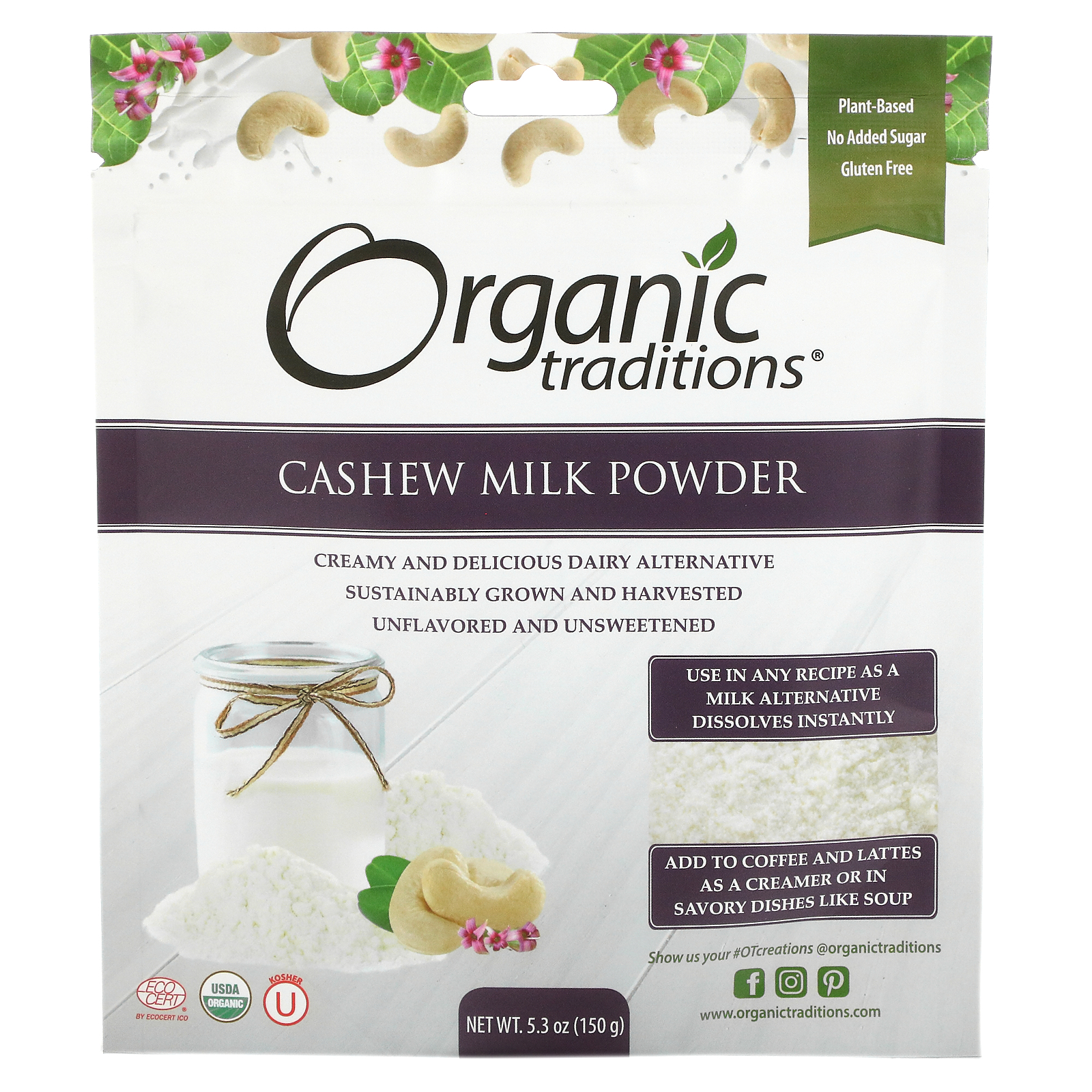 Organic 97％以上節約 Traditions カシューナッツミルクパウダー 5.3オンス ホットセール 150g