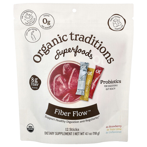 Organic Traditions Fiber Flow™, Variety Pack, 12 Sticks, 4.1 oz (118 g)