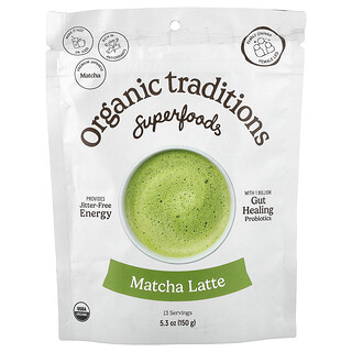 Organic Traditions, Matcha Latte com Probióticos, 150 g (5,3 oz)