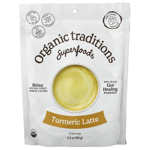 Organic Traditions Superfoods, Turmeric Latte, 5.3 oz (150 g)