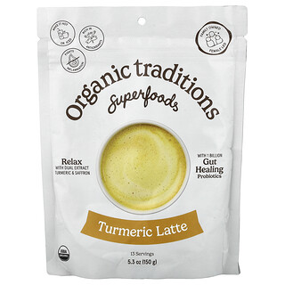 Organic Traditions, Superfoods, kurkumové latte, 150 g (5,3 oz)