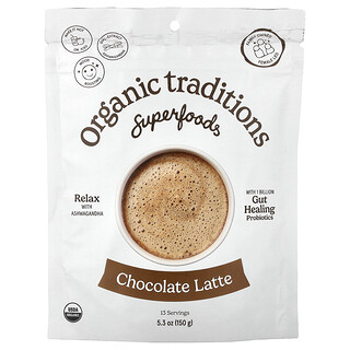 Organic Traditions, Superfoods, латте с шоколадом, 150 г (5,3 унции)