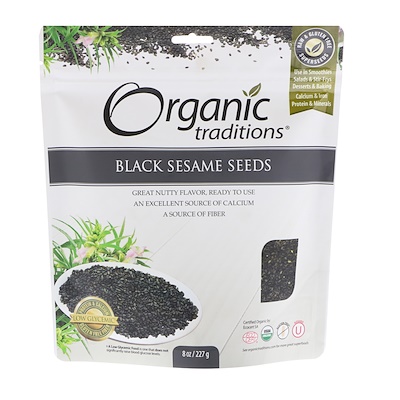Organic Traditions Черный кунжут, семена, 8 унций (227 г)