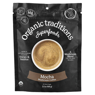 Organic Traditions, Superfoods, Café de Cogumelo, Mocha, 100 g (3,5 oz)