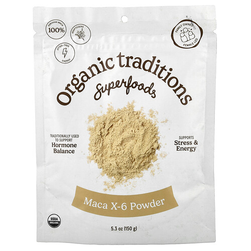 Organic Traditions, Superfoods, Maca X-6 Powder, Maca-Pulver, 150 g (5,3 oz.)