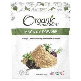 Organic Traditions, Maca-Peruana X-6 em Pó, 150 g (5,3 oz)