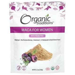 Organic Traditions, Maca pentru femei cu probiotice, 5,3 oz (150 g)