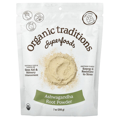 Organic Traditions, アシュワガンダ根パウダー、200g（7オンス）