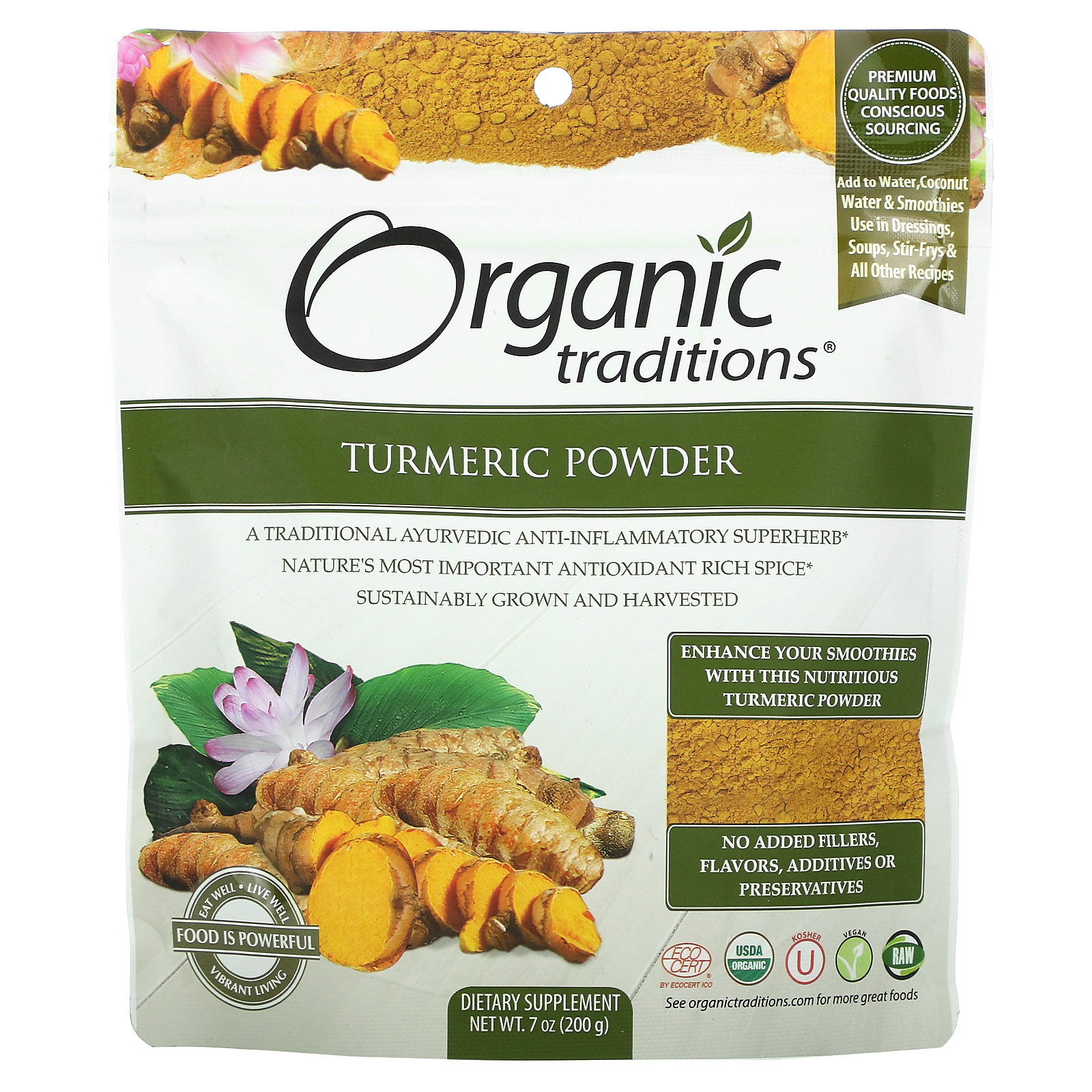 Organic Traditions, ターメリックパウダー、200g（7オンス）