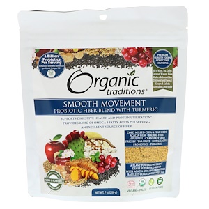 Отзывы о Organic Traditions, Smooth Movement, Probiotic Fiber Blend with Turmeric, 7 oz (200 g)