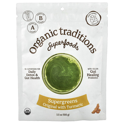 Organic Traditions, Superfoods, Supergreens Original with Turmeric, 3.5 oz (100 g)