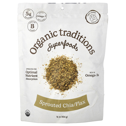 Organic Traditions Superfoods, Sprouted Chia / Flax, 16 oz (454 g)