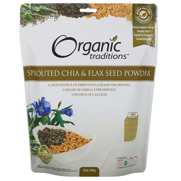 Organic Traditions Sprouted Chia And Flax Seed Powder 16 Oz 454 G Iherb 