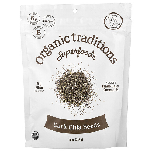 Organic Traditions, Superfoods, Dark Chia Seeds, 8 oz (227 g)