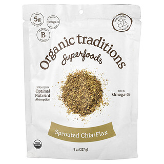 Organic Traditions, Superfoods, idätetty chia/pellava, 227 g