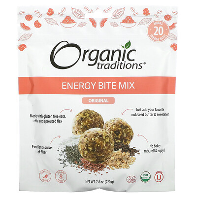 Купить Organic Traditions Energy Bite Mix, Original, 220 г (7, 8 унции)