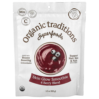 Organic Traditions, Superfoods, Batido para iluminar la piel, Mezcla de 4 bayas, 100 g (3,5 oz)