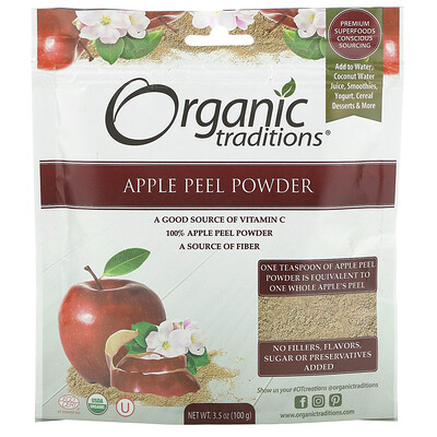 Купить Organic Traditions Порошок из яблочной цедры, 100 г (3, 5 унции)