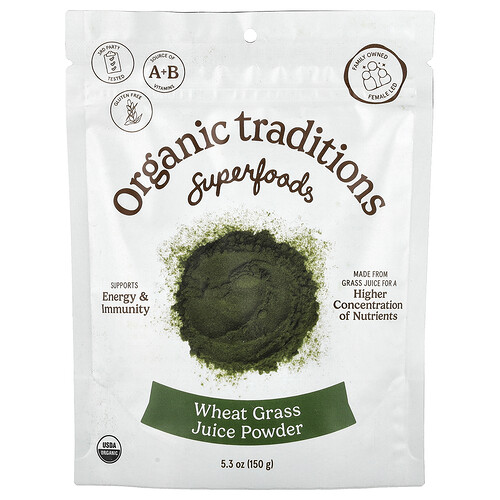 Organic Traditions Superfoods, Wheat Grass Juice Powder, 5.3 oz (150 g)