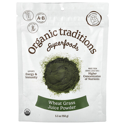 Organic Traditions, Zumo de hierba de trigo en polvo, 150 g (5,3 oz)