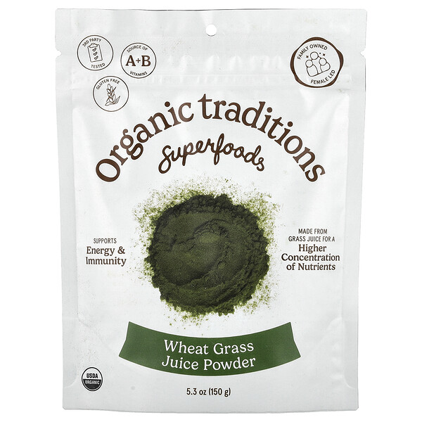 Organic Traditions Superfoods, Wheat Grass Juice Powder, 5.3 oz (150 g)