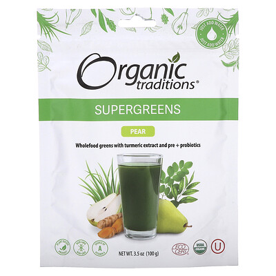 Organic Traditions, Superverduras, Pera, 100 g (3,5 oz)