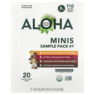 Aloha, Organic Protein Mini Bars, Sample Pack No. 1, 20 Bars, 24 g (0.85 oz) Each
