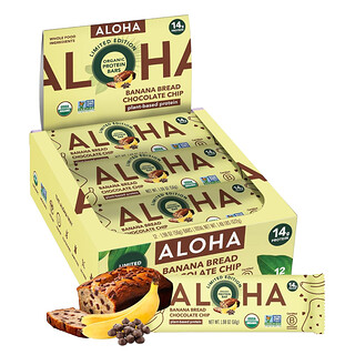 Aloha, Organic Protein Bars, Banana Bread Chocolate Chip, 12 Bars, 1.98 oz (56 g) Each