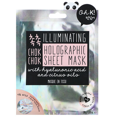 Oh K! Chok Chok, Illuminating, Holographic Sheet Mask, 1 Sheet, 1.05 oz. (30 g)