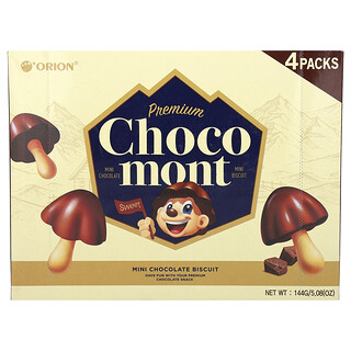 Orion, Premium Choco Mont, mini sjokoladekjeks, 4 pakker, 30 g hver